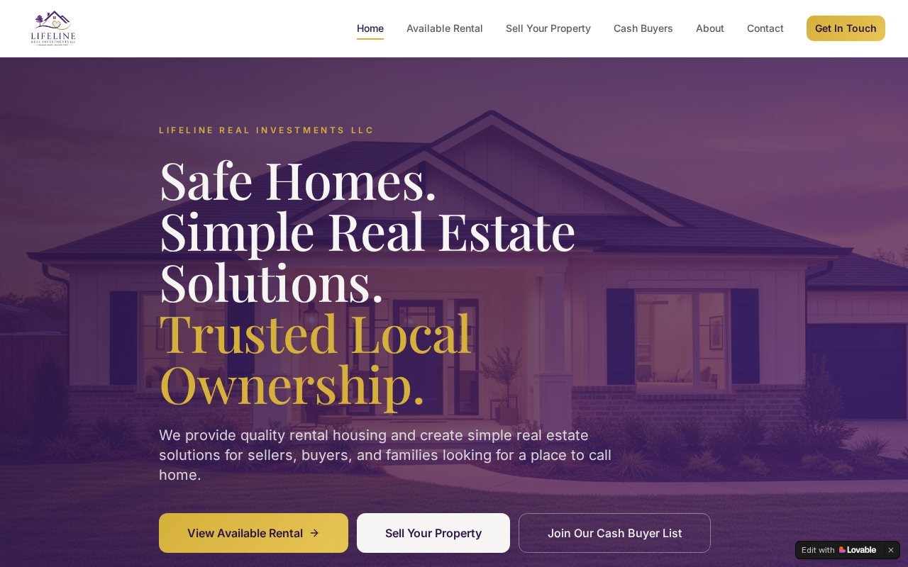 Lifeline Real Investments website snapshot